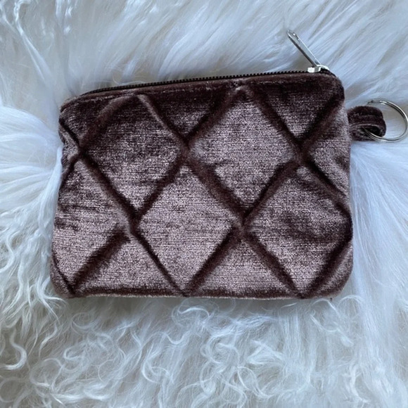 Anthropologie Brown Velvet Keychain Pouch - Picture 2 of 2